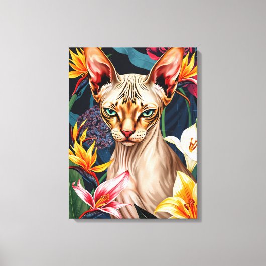 Levendige Sphynx Kat Digitale Kunst Canvas Afdruk (Voorkant)