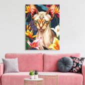 Levendige Sphynx Kat Digitale Kunst Canvas Afdruk (Insitu (Woonkamer))
