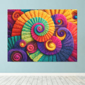 Levendige spiraal abstracte patronen canvas afdruk (Insitu (Houten vloer))