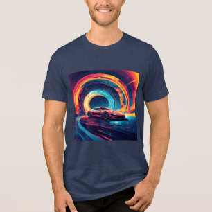 Levendige sportwagen Abstracte bewegingskunst Tri-Blend Shirt