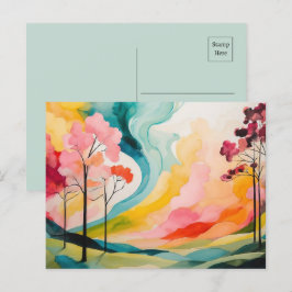 Levendige Springtime Abstracte Waterverf Briefkaart