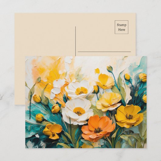 Levendige Springtime Bloesemolie Acryl Briefkaart (Voorkant / Achterkant)