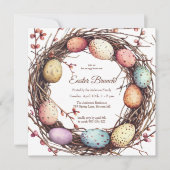 Levendige Springtime Egg Nest Paasbrunch Kaart (Voorkant)