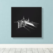 Levendige Stadsbrug Uniek Modern Zwart-Wit Canvas Afdruk (Insitu (Houten vloer))