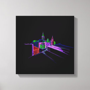 Levendige stadsbrug Unieke Moderne Canvas Afdruk