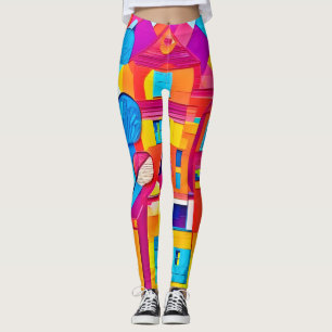 Levendige stadslandschap droomlandschap kunst leggings