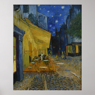 Levendige sterrennacht Caféterras Kunst van Van Go Poster