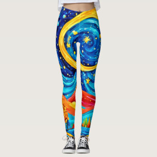 Levendige Sterrennacht stijl kunst Leggings