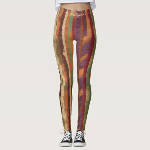 Levendige stijlvolle aardetinten patroon Ikat text Leggings