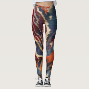 Levendige stijlvolle aardetinten patroon Ikat text Leggings