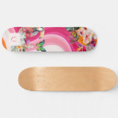 levendige stroming | Funky Retro Tropical Monogram Skateboard (Horizontaal)