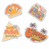 Levendige Summer Fun Sticker Collectie - Set van 4 (Voorkant)