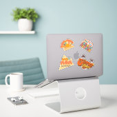 Levendige Summer Fun Sticker Collectie - Set van 4 (Laptop op bureau)