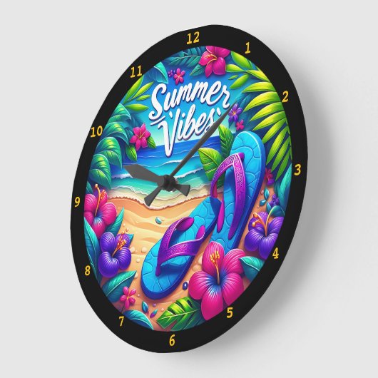 Levendige "Summer Vibes" Strandmuur Grote Klok (Hoek)
