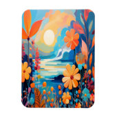 Levendige Sunset Floral Landschap Natuur Art Magneet (Verticaal)