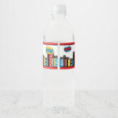 Levendige superheld waterfles etiket (Achterkant)