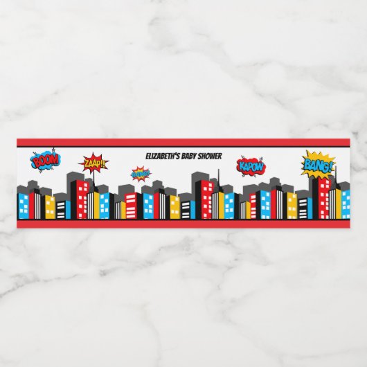 Levendige superheld waterfles etiket (Enkel label)