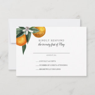 Levendige Tangerine Citrus Oranje bruiloft RSVP Kaartje