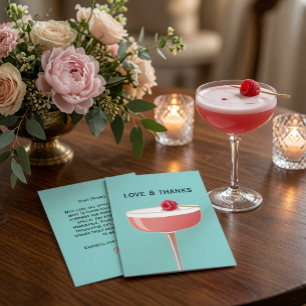 Levendige Teal Frambozen Cocktail Liefde en Dank Bedankkaart