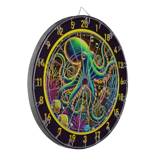 Levendige tentakels Octopus Dartboard Dartbord (Voorkant Links)