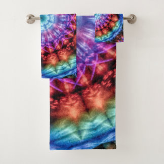 Levendige Tie Dye Kaleidoscoop Rainbow Mandala Bad Handdoek