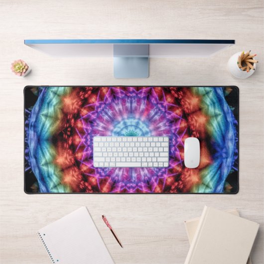 Levendige Tie Dye Kaleidoscoop Rainbow Mandala Bureaumat (Kantoor 1)