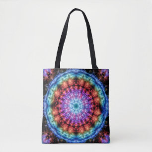 Levendige Tie Dye Kaleidoscoop Rainbow Mandala Draagtas