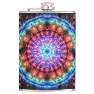 Levendige Tie Dye Kaleidoscoop Rainbow Mandala Heupfles