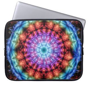 Levendige Tie Dye Kaleidoscoop Rainbow Mandala Laptop Sleeve