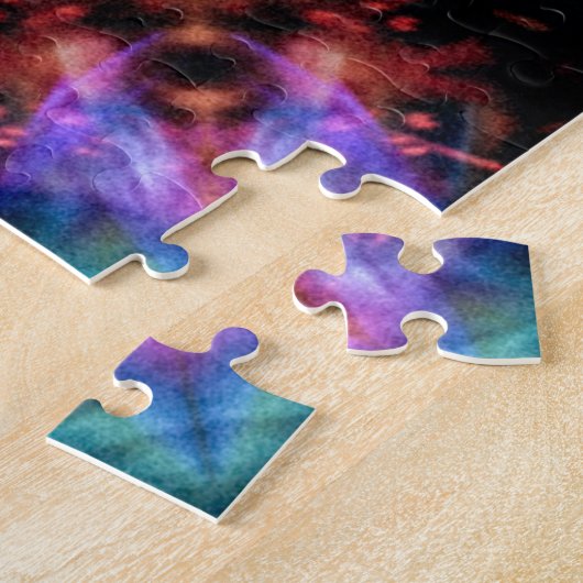 Levendige Tie Dye Kaleidoscoop Rainbow Mandala Legpuzzel (Zijkant)