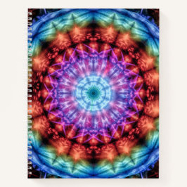 Levendige Tie Dye Kaleidoscoop Rainbow Mandala Notitieboek