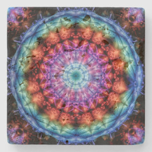 Levendige Tie Dye Kaleidoscoop Rainbow Mandala Stenen Onderzetter