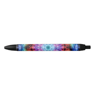 Levendige Tie Dye Kaleidoscoop Rainbow Mandala Zwarte Inkt Pen
