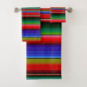 Levendige traditionele Mexicaanse tapebandstripes Bad Handdoek