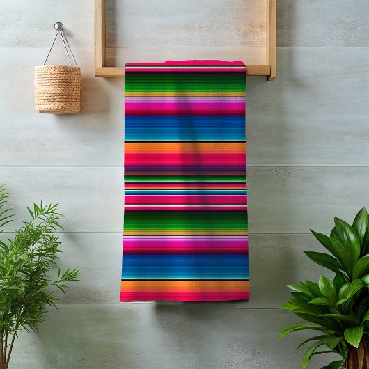 Levendige traditionele Mexicaanse tapebandstripes Bad Handdoek