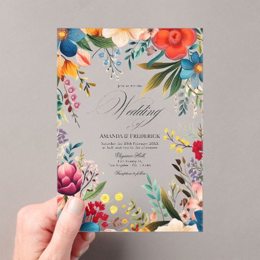 Levendige transparante Mexicaanse Fiesta bloemen b Acryl Uitnodigingen (Insitu (Draagbaar))