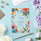 Levendige transparante Mexicaanse Fiesta bloemen b Acryl Uitnodigingen (Insitu (Huwelijk))