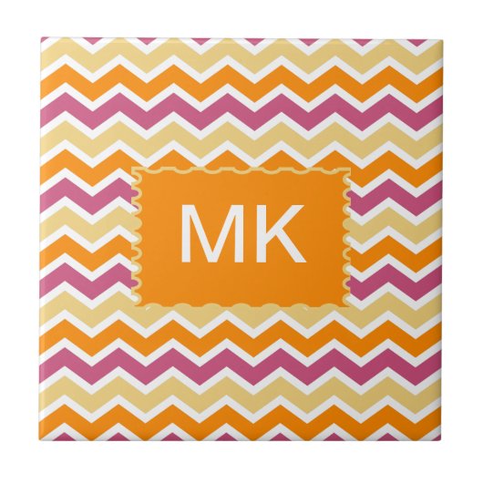 Levendige Tribal ZigZag Tegeltje (Voorkant)