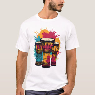 Levendige Trio van Djembe Trommels T-shirt