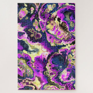 Levendige Trippy Boho Hippie Fractal Marble Art Legpuzzel