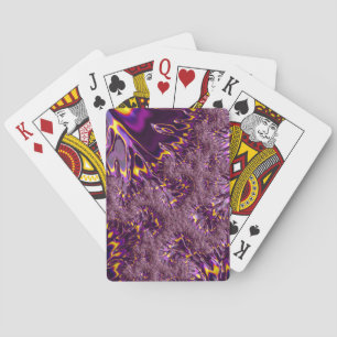 Levendige Trippy Paarse Gele Groovy Fractale Kunst Pokerkaarten