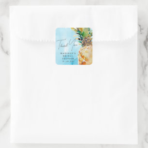 Levendige tropische ananas Vrijgezellenfeest gunst Vierkante Sticker