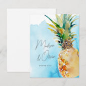 Levendige tropische ananas Waterverf bruiloft Bedankkaart (Voorkant / Achterkant)