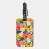 Levendige tropische bloemen bagagelabel (Voorkant verticaal)