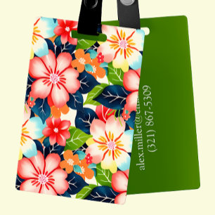 Levendige tropische bloemen bagagelabel