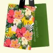 Levendige tropische bloemen bagagelabel