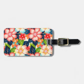 Levendige tropische bloemen bagagelabel (Voorkant horizontaal)