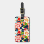 Levendige tropische bloemen bagagelabel (Voorkant verticaal)