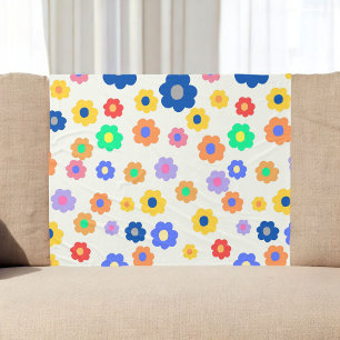 Levendige tropische bloemen botanische retro zomer fleece deken