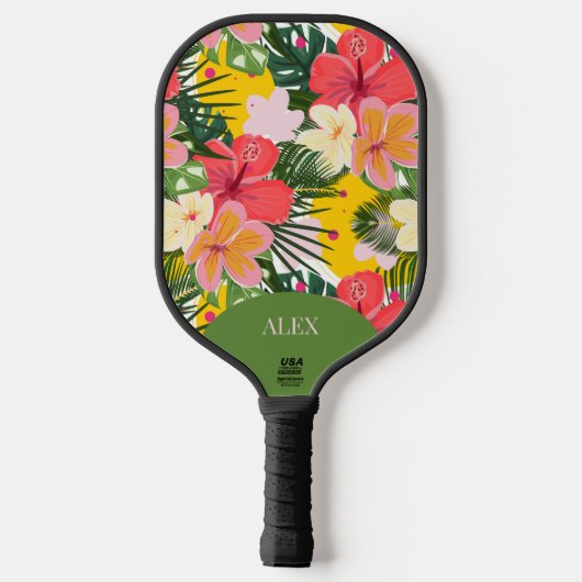 Levendige tropische bloemen pickleball paddle (Achterkant)